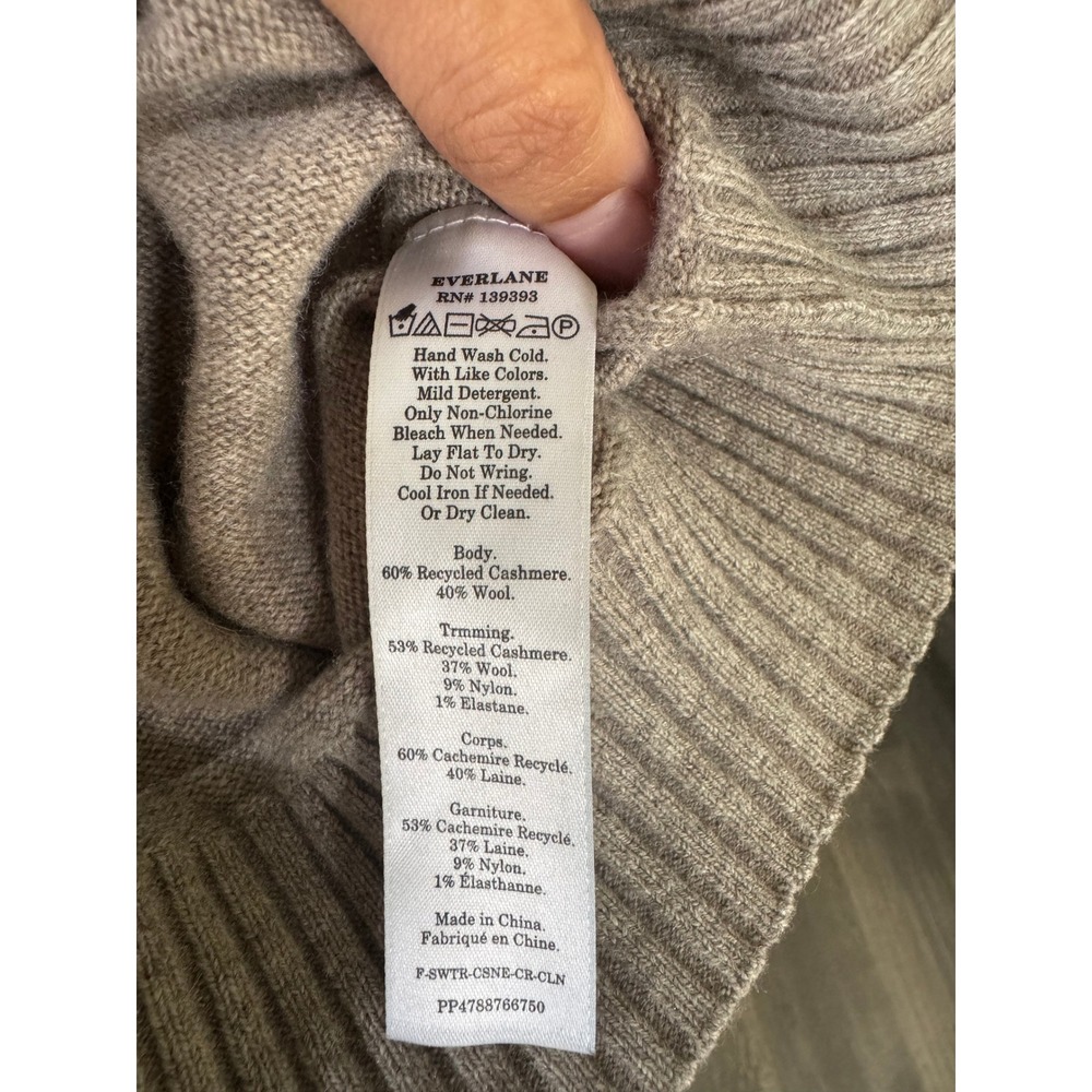 Everlane Recycled Cashmere Wool Crewneck Sweater M Taupe Brown Raglan Excellent - Picture 3 of 4